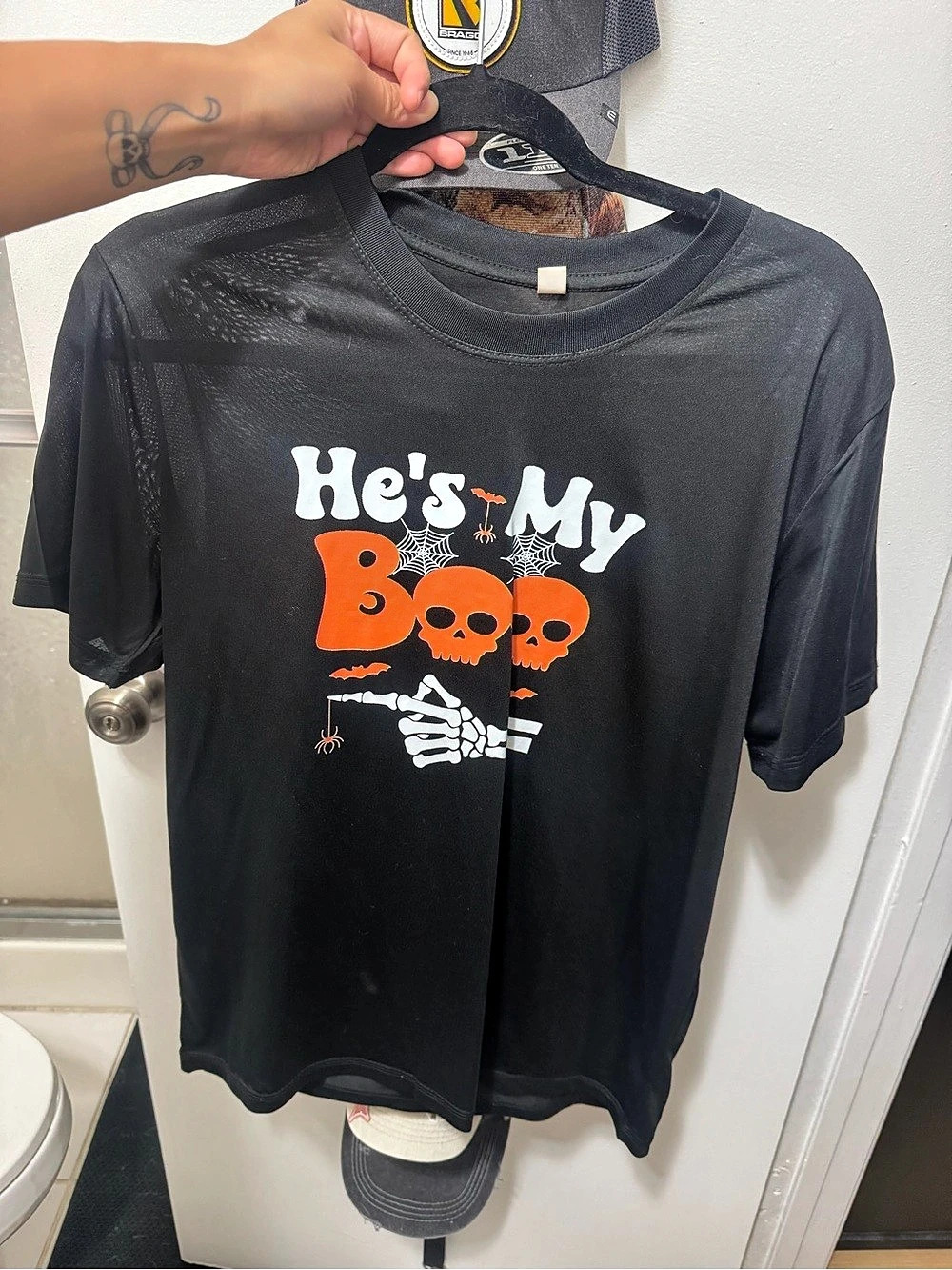 “ He’s my Boo” spooky Halloween graphic t shirt women
